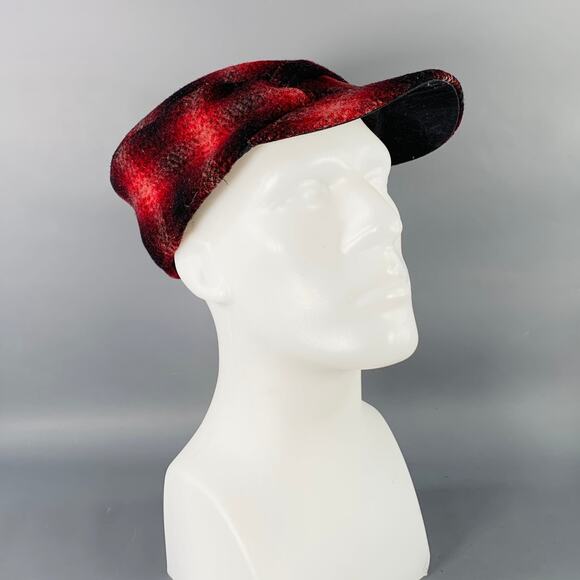 POLO by RALPH LAUREN Size L/XL Red Black Plaid Wool Nylon Hunting Cap Hat - Picture 1 of 9
